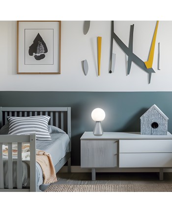 SOBREMESA LOGAL GRIS MATE LED - BATERIA RECARGABLE