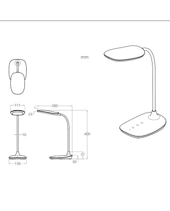 FLEXO LED NAVIA NEGRO LED 10W 480LM 3000-4000-6500K