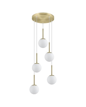 COLGANTE 5L.PORTILE LATÓN-OPAL 5 X 40W E-14