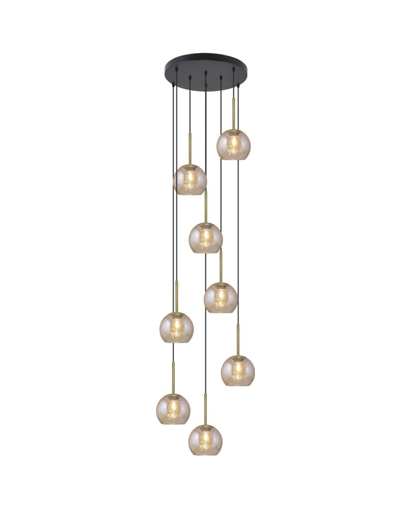 COLGANTE 8L.CACELA NEGRO-AMBAR 8 X 60W E-27