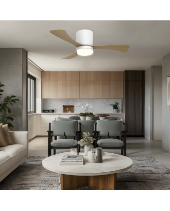 VENTILADOR KENT BLANCO MADERA 107CM 3 PALAS LED 18W