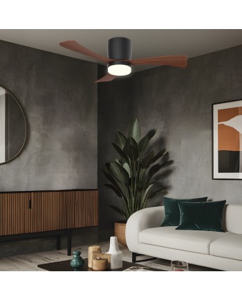 VENTILADOR KENT NEGRO MADERA 107CM 3 PALAS LED 18W