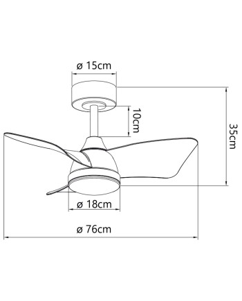 VENTILADOR TAURO BLANCO 76CMS 3 PALAS LED 24W