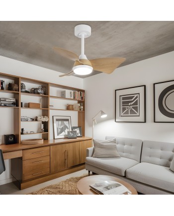 VENTILADOR TAURO BLANCO/MADERA 76CMS 3 PALAS LED 24W