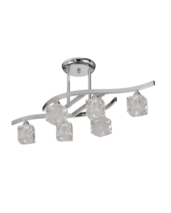 Plafón Níquel, con tulipa de cristal. 6XG9