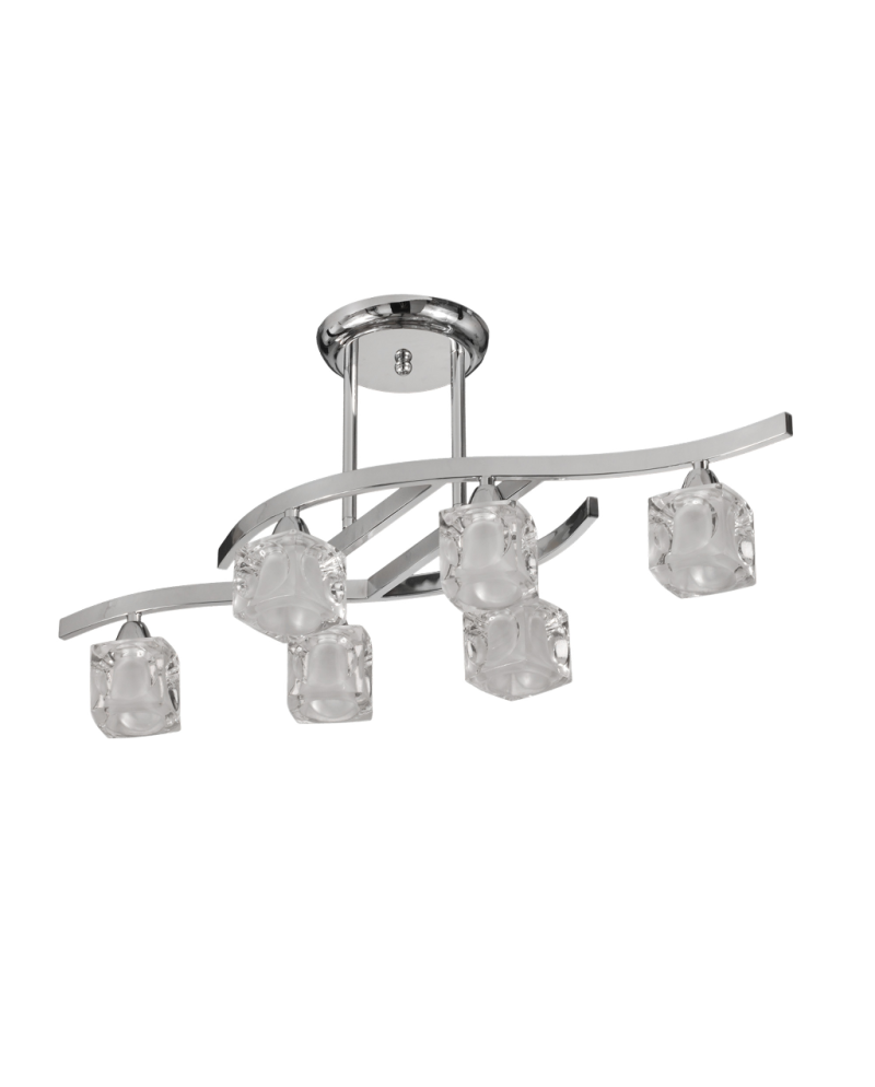 Plafón Níquel, con tulipa de cristal. 6XG9