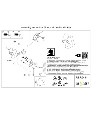 AFRICA * APLIQUE LED  5W CON INTERRUPTOR