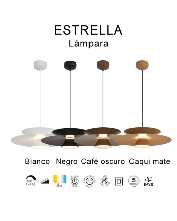 ESTRELLA * COLGANTE LED - 12W - CAFÉ OSCURO DIMABLE TRIAC
