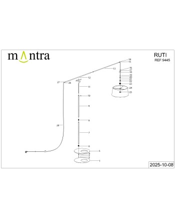 RUTI * PIE DE SALON NEGRO - SIN PANTALLA - BOMBILLA INCLUIDA