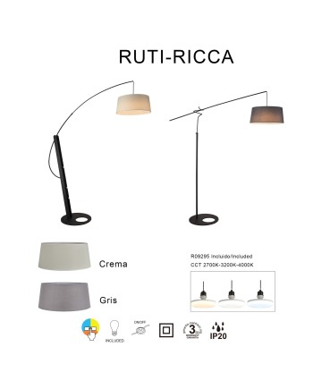 RUTI * PIE DE SALON NEGRO - SIN PANTALLA - BOMBILLA INCLUIDA