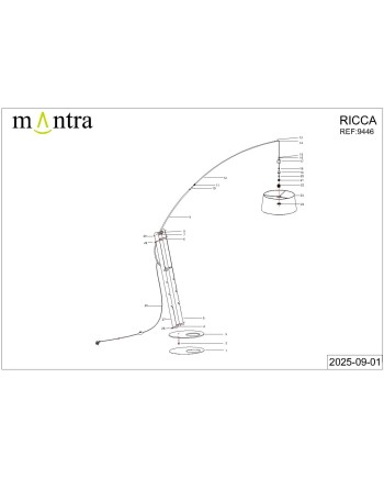 RICCA * PIE DE SALON NEGRO - SIN PANTALLA - BOMBILLA INCLUIDA