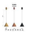 CONO * COLGANTE LED 10W - CUERO - 18 CM - DIMABLE TRIAC