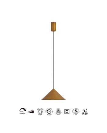 CONO * COLGANTE LED 10W - CUERO - 24 CM - DIMABLE TRIAC