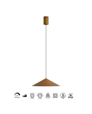 CONO * COLGANTE LED 10W - CUERO - 30 CM - DIMABLE TRIAC