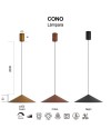 CONO * COLGANTE LED 10W - CUERO - 30 CM - DIMABLE TRIAC