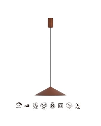 CONO * COLGANTE LED 10W - COBRE - 30 CM - DIMABLE TRIAC