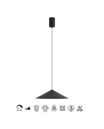 CONO * COLGANTE LED 10W - NEGRO - 30 CM - DIMABLE TRIAC