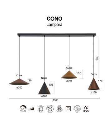 CONO * LÁMPARA LINEAL LED - 20W DIMMABLE