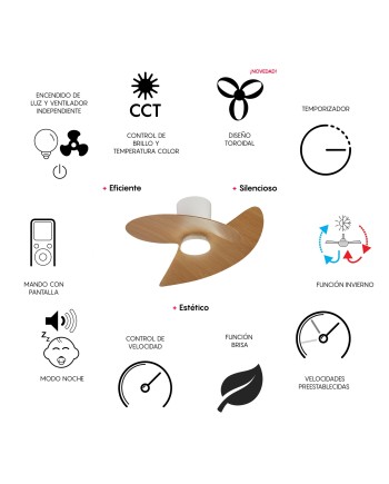 ONA * PLAFÓN / VENTILADOR  - BLANCO-MADERA