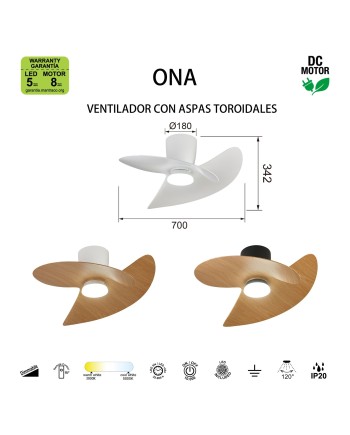 ONA * PLAFÓN / VENTILADOR  - NEGRO-MADERA
