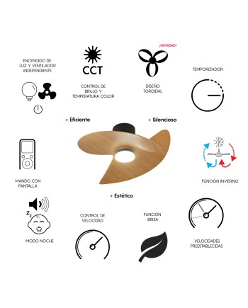ONA * PLAFÓN / VENTILADOR  - NEGRO-MADERA