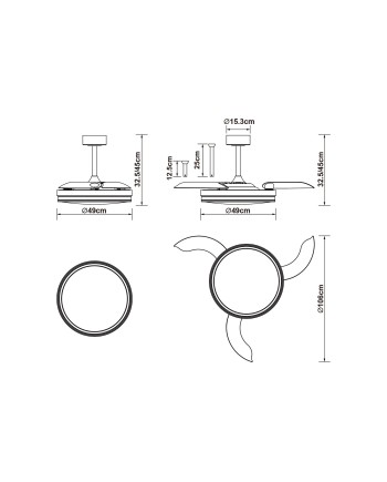 LUNA  M * VENTILADOR MEDIANO LED - BLANCO