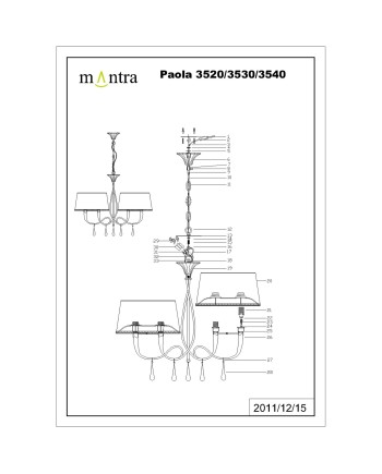 PAOLA*ORO* LÁMPARA 6L (3 BRAZOS)