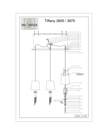 ***OFER/DES*** TIFFANY*CR* LÁMPARA 3+3L REGLETA