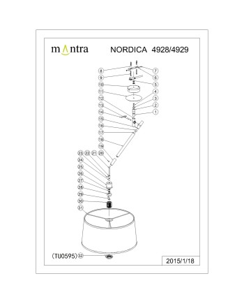 NORDICA *BLANCO/MADERA* LÁMPARA 1L