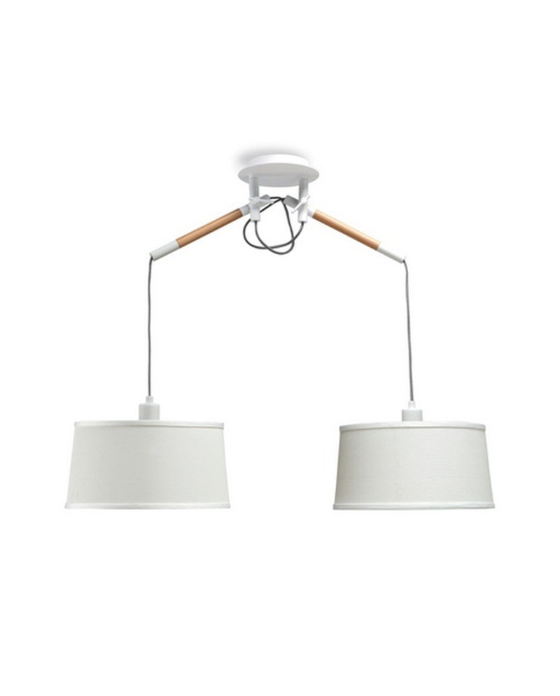 ***OFER/DES*** NORDICA *BLANCO/MADERA* LÁMPARA 2L (2 BRAZOS)
