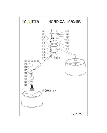 ***OFER/DES*** NORDICA *BLANCO/MADERA* LÁMPARA 2L (2 BRAZOS)