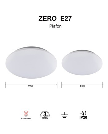 ZERO E27* PLAFÓN REDONDO BLANCO - 3L*E27