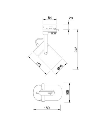ARUBA * FOCO 1L RAIL * E27 Negro