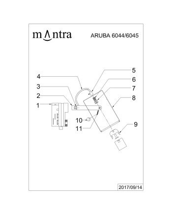 ARUBA * FOCO 1L RAIL * E27 Negro