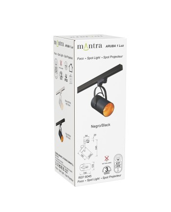 ARUBA * FOCO 1L RAIL * E27 Negro