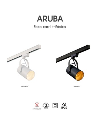 ARUBA * FOCO 1L RAIL * E27 Negro