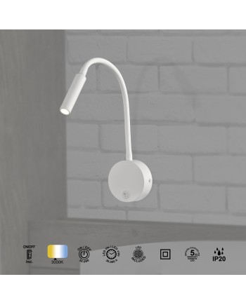 BOAVISTA * APLIQUE LED BRAZO LECTOR 1L - 3W Blanco