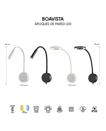 BOAVISTA * APLIQUE LED BRAZO LECTOR 1L - 3W Negro