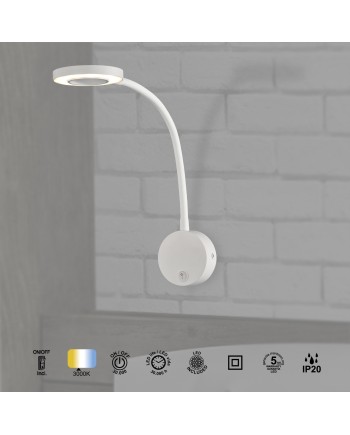 BOAVISTA * APLIQUE LED BRAZO LECTOR 1L - 5W Blanco