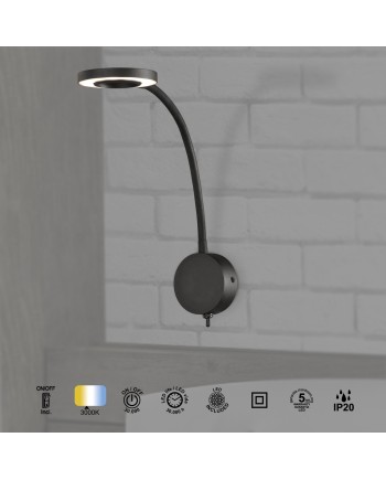 BOAVISTA * APLIQUE LED BRAZO LECTOR 1L - 5W Negro