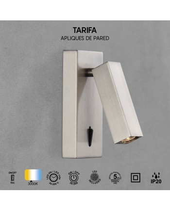 TARIFA * APLIQUE NICKEL SATIN LECTOR LED 3W 3000K