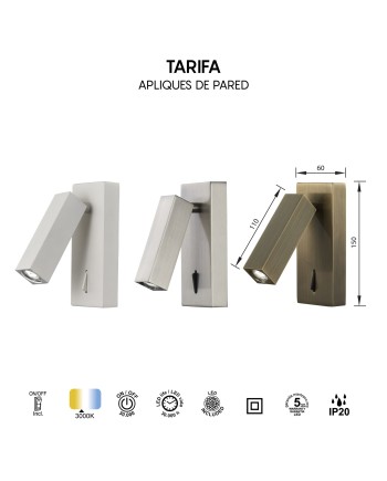 TARIFA * APLIQUE CUERO LECTOR LED 3W 3000K