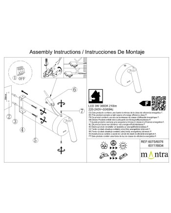 PREA * APLIQUE CUERO LECTOR LED 3W 3000K