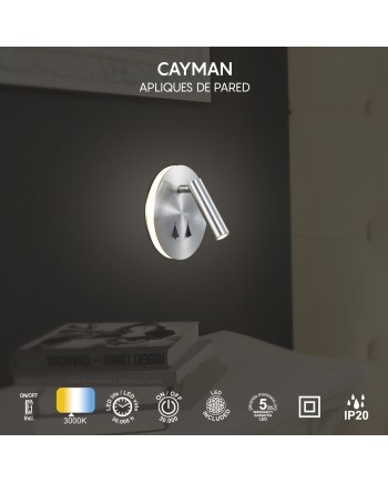 CAYMAN R* APLIQUE NICKEL SATIN LECTOR LED 3W+6W 3000K
