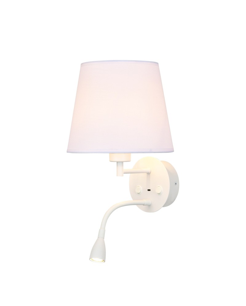 CAICOS * APLIQUE BLANCO 1L E27+ LECTOR LED 3W 3000K + TYPE-C CHARGER