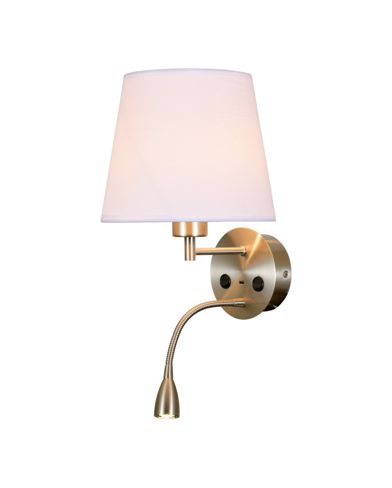 CAICOS * APLIQUE NICKEL SATIN 1L E27+ LECTOR LED 3W 3000K + TYPE-C CHARGER