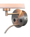 CAICOS * APLIQUE NICKEL SATIN 1L E27+ LECTOR LED 3W 3000K + TYPE-C CHARGER
