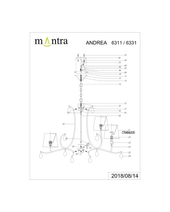 ***OFER/DES*** ANDREA CROMO *  LÁMPARA 6+3L