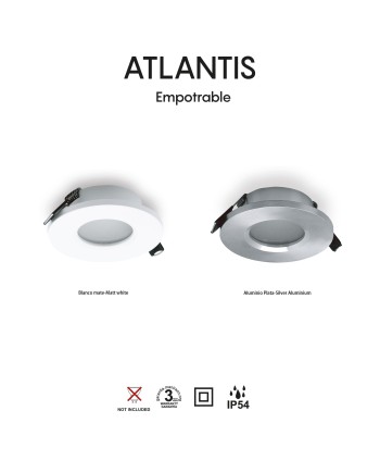 ATLANTIS GU10  IP54 * EMPOTRABLE REDONDO Aluminio