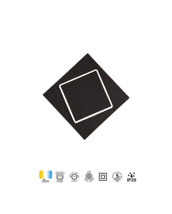 DAKLA * APLIQUE CUADRADO LED 12W NEGRO